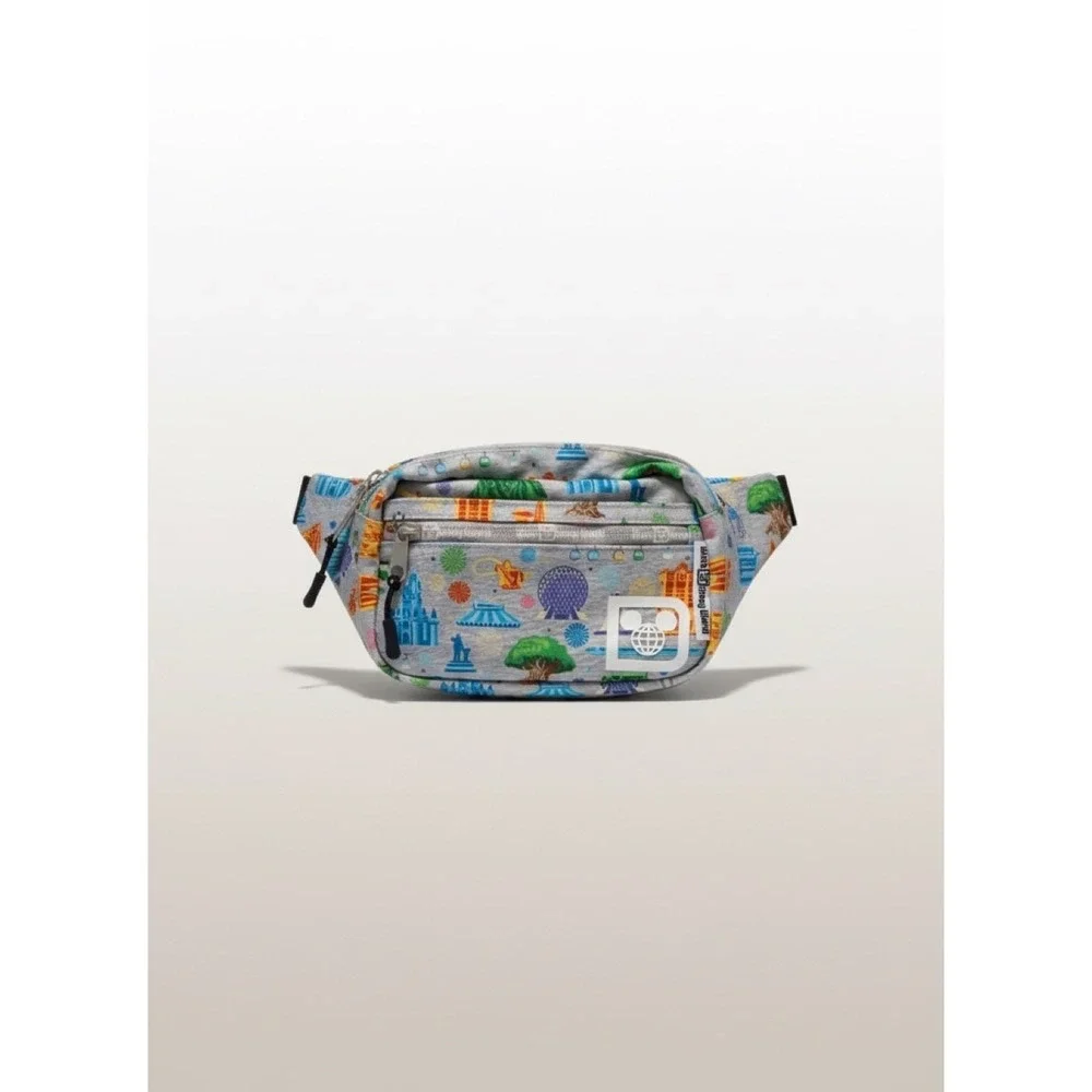 WALT DISNEY WORLD 4 PARKS/FANNY BAG/GRAY MULTICOLOR PRINT/NWT/56032926